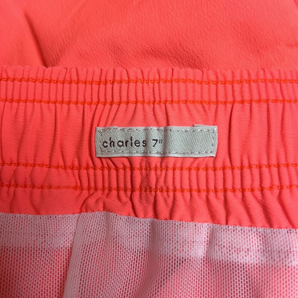 Onia Charles Trunk 7” Neon Coral Italian Stretch Mens Swim Trunks - Picture 10 of 11